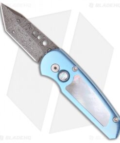 Pro-Tech Runt 3 Titanium Custom w/ Pearl Inlay (Damascus Tanto)