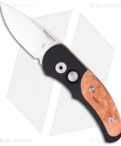 Pro-Tech Runt J4 Automatic Knife Maple Burl Handle (1.94" Satin Plain) 4406