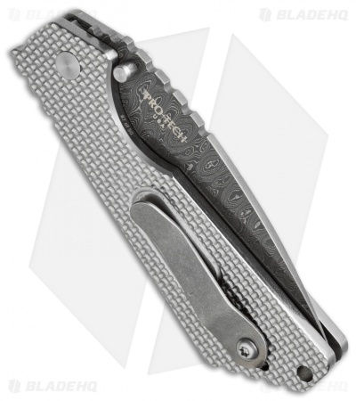 Strider + Pro-Tech Custom SnG Automatic Knife Knurled Titanium (3.5" Damascus) - Image 3