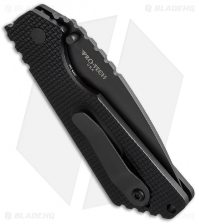 Strider + Pro-Tech SnG Automatic Knife Knurled w/Safety (3.5" Black Serr) - Image 3
