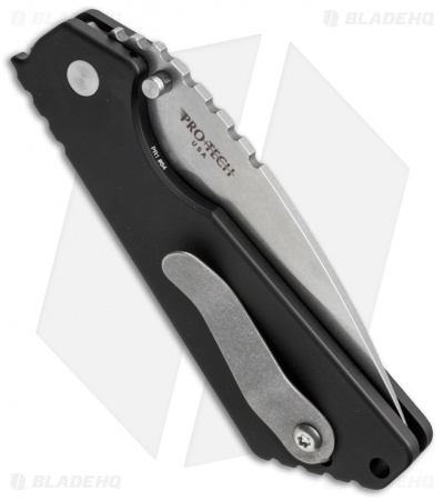 Strider + Pro-Tech SnG AutoKnife Solid Black Aluminum (3.5" Stonewash) 2401 - Image 3