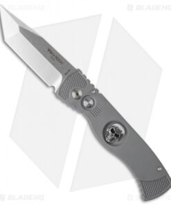 Pro-Tech TR-1 Gray/Skull Custom Tactical Response Automatic Knife (3" Satin)