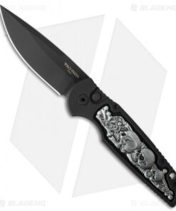 Pro-Tech TR-3 Shaw Skull Automatic Knife Coin Struck Inlay (3.5" Black) TR-3.42