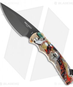 Pro-Tech TR-4 Skull Automatic Knife Geisha Splash (4" Black)