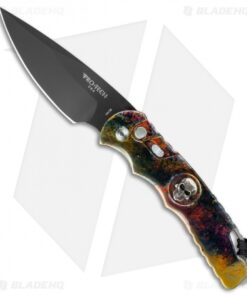 Pro-Tech TR-4 Skull Automatic Knife Gold Splash (4" Black)