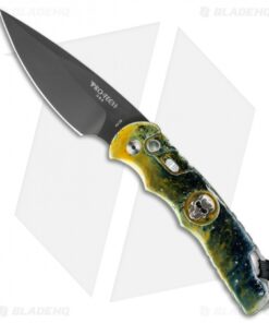 Pro-Tech TR-4 Skull Automatic Knife Gold Plus Splash (4" Black)