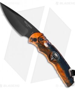 Pro-Tech TR-4 Skull Automatic Knife Lava Splash (4" Black) TR-4.64