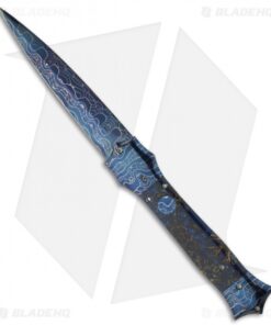 Rainy Vallotton Custom Shiv Automatic Knife w/ Blue Sweet Gum Pod (Damascus)