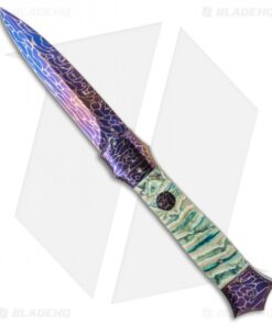 Rainy Vallotton Custom Shiv Automatic Knife Green Molar (Damascus)