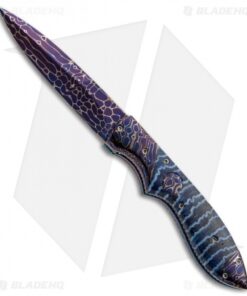Rainy Vallotton Custom Wasp Automatic Knife Blue Molar (Damascus)