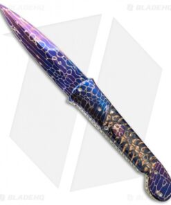 Rainy Vallotton Custom Gamblerette Automatic Knife Blue Spruce Cone (Damascus)