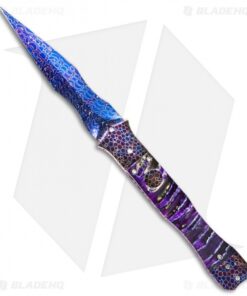 Rainy Vallotton Custom Valkyrie Automatic Knife Purple Molar (Damascus)