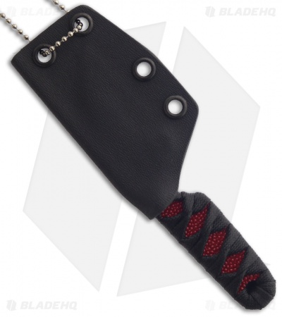 Sam Eddleman Wharncliffe Dashi Neck Knife Cord Wrap Red Rayskin (2" Plain) - Image 3