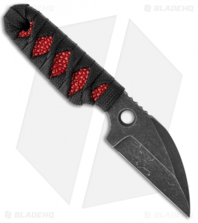 Sam Eddleman Wharncliffe Dashi Neck Knife Cord Wrap Red Rayskin (2" Plain) - Image 2