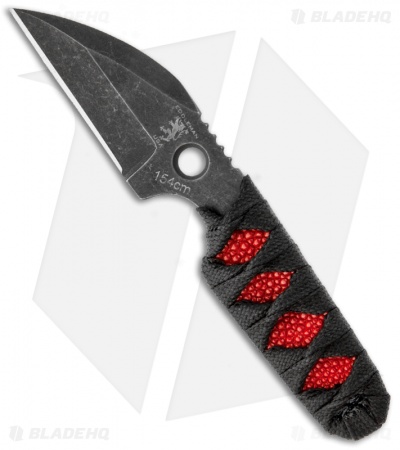 Sam Eddleman Wharncliffe Dashi Neck Knife Cord Wrap Red Rayskin (2" Plain)