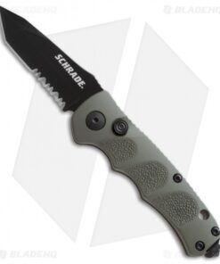 Schrade Mini Extreme Survival Tanto Auto Knife Green (2.5" Black Serr) SC60MODTS