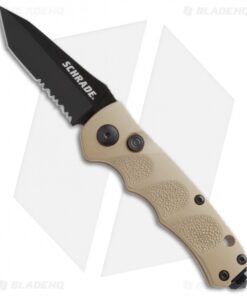 Schrade Mini Extreme Survival Tanto Auto Knife Tan (2.5" Black Serr) SC60MBRTS