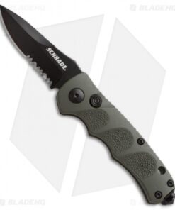 Schrade Mini Extreme Survival Spear Point Auto Knife Green (2.5" Serr) SC60MODS