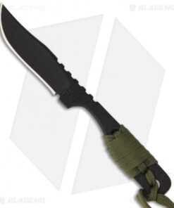 Shadow Tech Knives Hiker Bowie Knife Fixed Blade w/ OD Green Cord (3" Black)