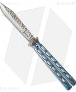 Snody Knives Custom Highroller Balisong Butterfly Knife Electric Blue Ti