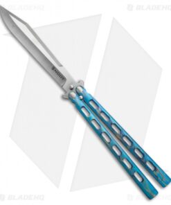 Snody Knives Custom Highroller Balisong Butterfly Knife Electric Blue (5" Satin)