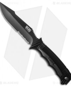 SOG Seal Strike Fixed Blade + Deluxe Sheath (4.875" TiNi Black Serr) SS1003
