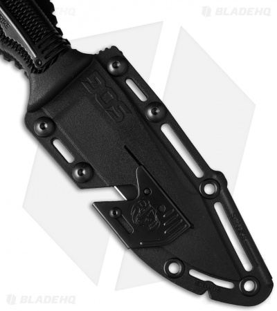 SOG Seal Strike Fixed Blade + Deluxe Sheath (4.875" TiNi Black Serr) SS1003 - Image 3