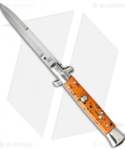 SKM 9" Italian Stiletto Automatic Knife Coral Acrylic (4" Satin Bayonet)