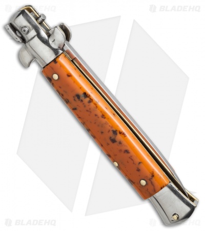 SKM 9" Italian Stiletto Automatic Knife Coral Acrylic (4" Satin Flat) BMM - Image 2