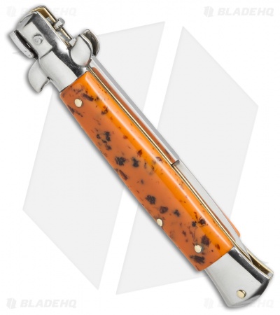 SKM 9" Italian Stiletto Automatic Knife Coral Acrylic (4" Satin Bayonet) - Image 2