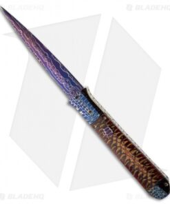 Rainy Vallotton Custom Icepick Automatic Knife Red Spruce Cone (Damascus)