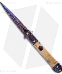 Rainy Vallotton Mini C-Lance Automatic Knife Mammoth Handle (3.25" Damascus)