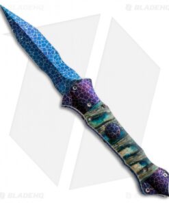Cory Vallotton Custom Mini Eos Automatic Knife Green Mammoth Molar (Damascus)