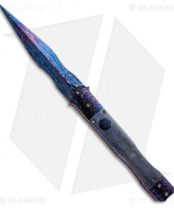 Cory Vallotton Custom Valkyrie Automatic Knife Blue Giraffe Bone (Damascus)