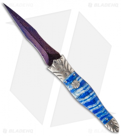 Rainy Vallotton Custom Wicked Blossom Automatic Knife (4.25" Damascus)