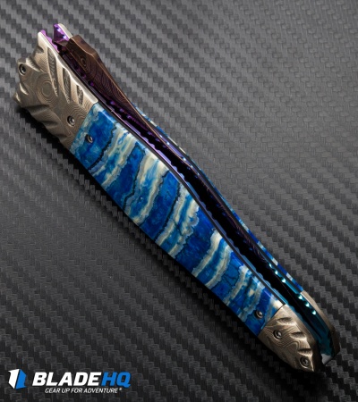 Rainy Vallotton Custom Wicked Blossom Automatic Knife (4.25" Damascus) - Image 3