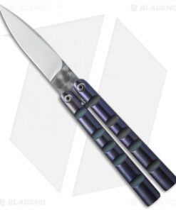 Reese Weiland / Ron Miller Custom Balisong Ti Channel Purple Ano (3.25" Satin)